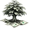 Money Tree growing out of a $100 dollar bill tattoo design idea