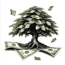 Money Tree growing out of a $100 dollar bill tattoo design idea