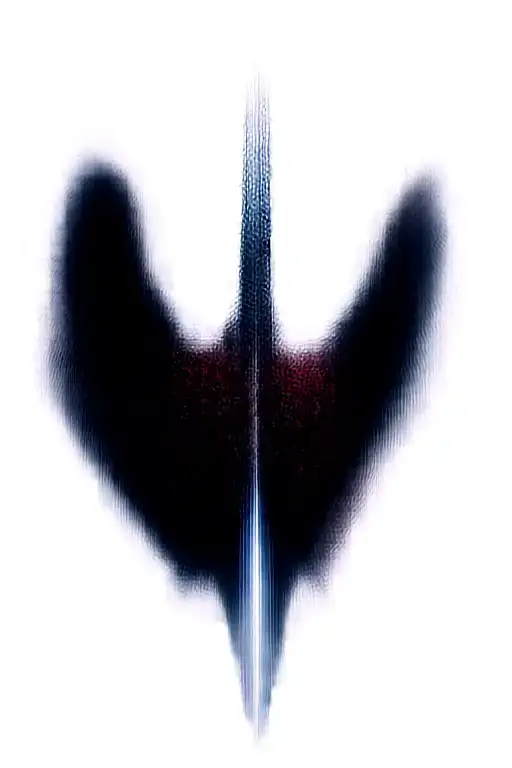 angel wings behind a sword, roses tattoo design idea