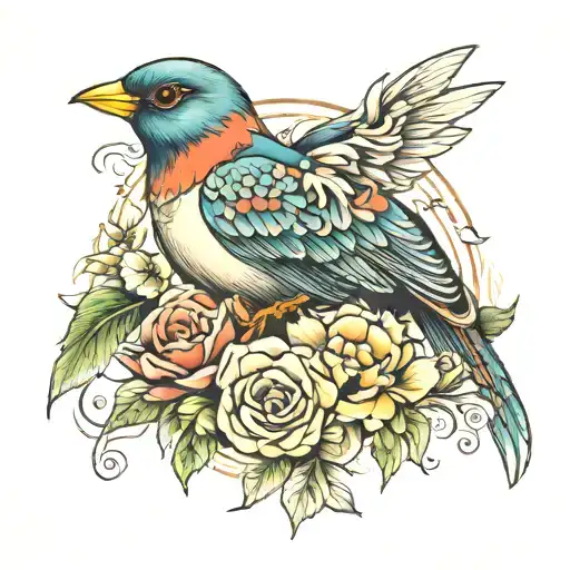 bird, memory of parents tattoo design idea