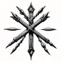 UNDEFEATED, STRENGHT, CROSS OF NAILS, DIRECTION tattoo design idea
