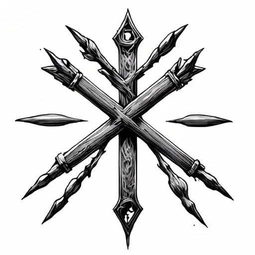 UNDEFEATED, STRENGHT, CROSS OF NAILS, DIRECTION tattoo design idea