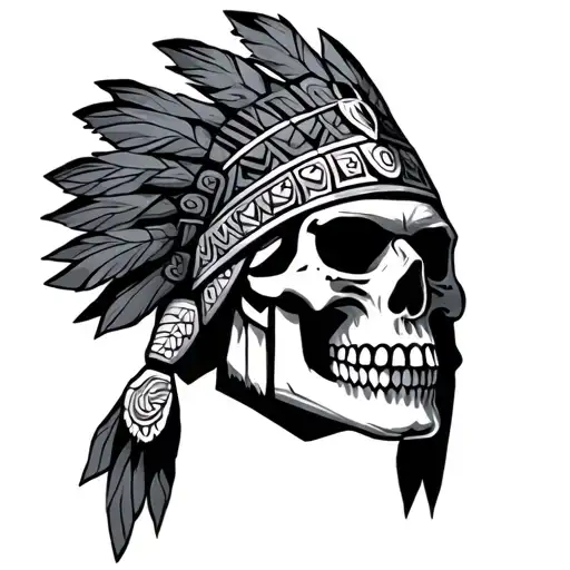 Aztec Warrior Skull tattoo design idea