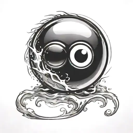 animated 8 ball with eyes tattoo design idea