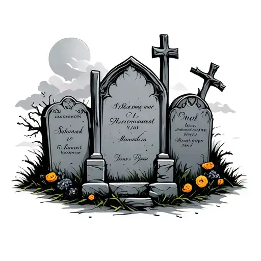 tombstone graveyard tattoo design idea