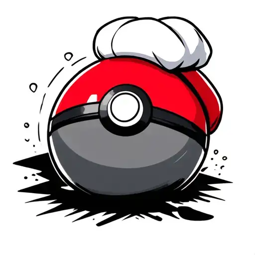 Cute and plain Pokeball with Ash's red and white hat sitting on top tattoo design idea