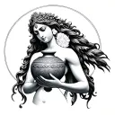 Nike goddess holding kantharos water vase tattoo design idea
