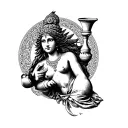 Nike goddess holding kantharos water vase tattoo design idea