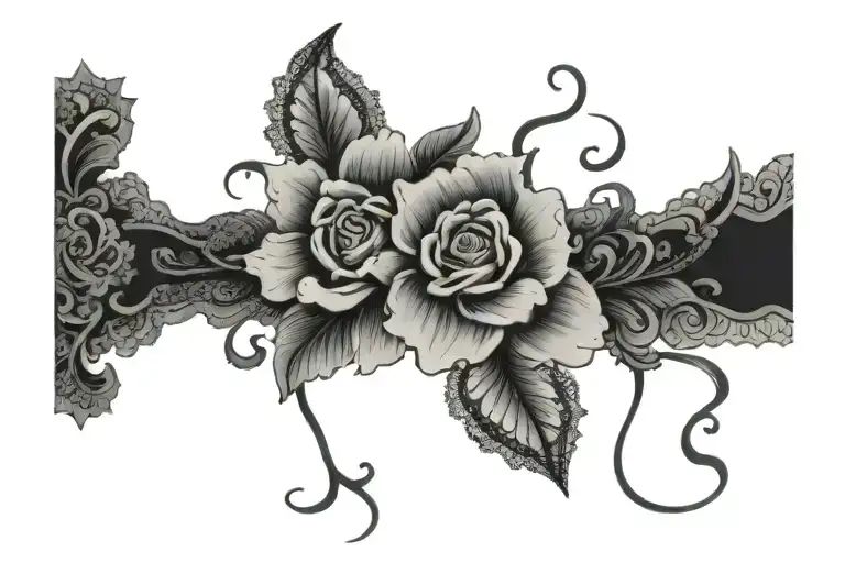 floral lace garter band elegantly encircling tattoo design idea
