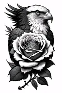 a Rose with polish eagle tattoo design idea