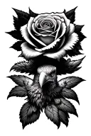 a Rose with polish eagle tattoo design idea