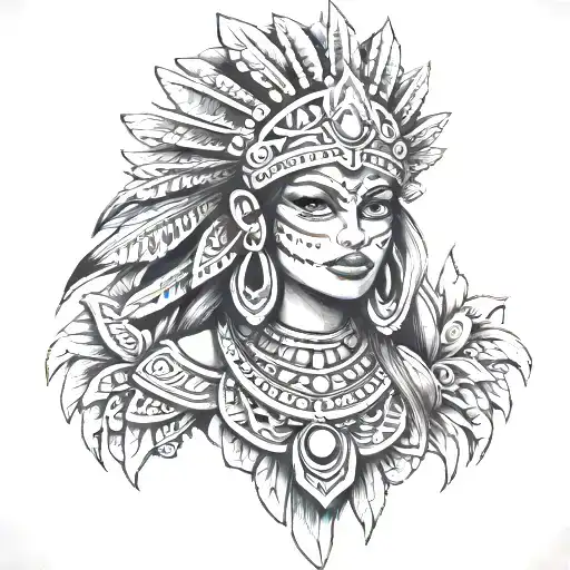 Aztec Princess tattoo design idea