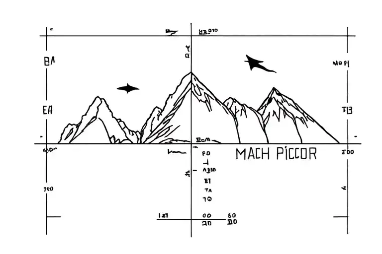 machu Picchu, condor, and coordinates for Machu Picchu  tattoo design idea
