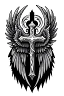 trinity cross with wings tattoo design idea