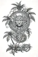 Aztec Jungle rainforest moon tattoo design idea