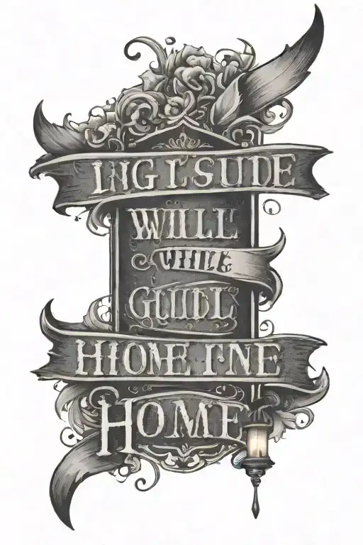big, thick letters on the back with the phrase Lights will guide you home  tattoo design idea