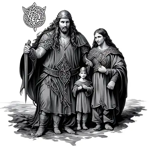 Celtic viking family mother and father son tattoo tattoo design idea