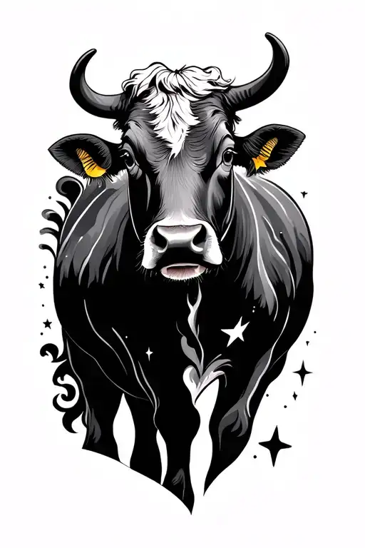 stars and moo  tattoo design idea