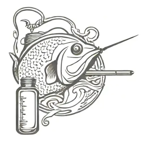 in memory of a Robert. smoking drinking and fishing. tattoo design idea
