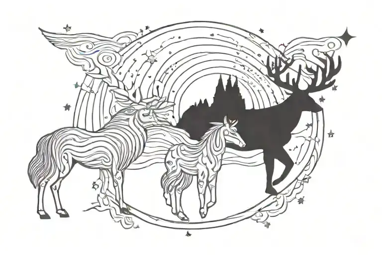 aurora borealis stars 2 daughters minimalist tattoo design idea