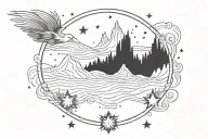 aurora borealis stars 2 daughters minimalist tattoo design idea