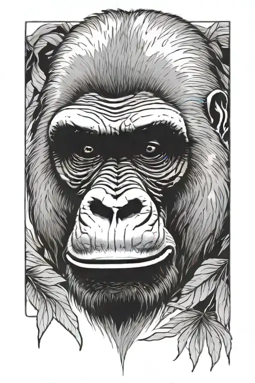 gorilla face tattoo design idea
