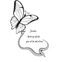 half butterfly and snake with Joshua 1:9 bible verse tattoo design idea