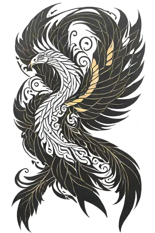 Phoenix rising from ashes tattoo design idea