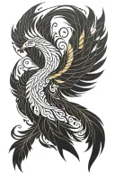 Phoenix rising from ashes tattoo design idea