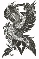 Phoenix rising from ashes tattoo design idea