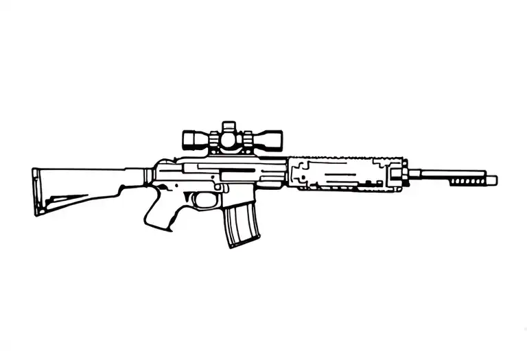 m16 riffle tattoo design idea