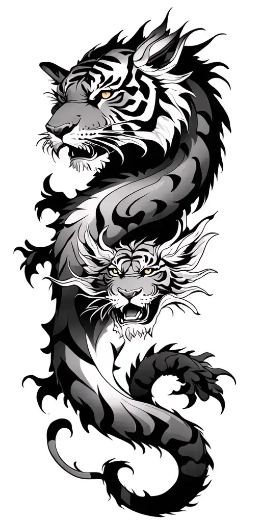 tiger  and dragon tattoo design idea