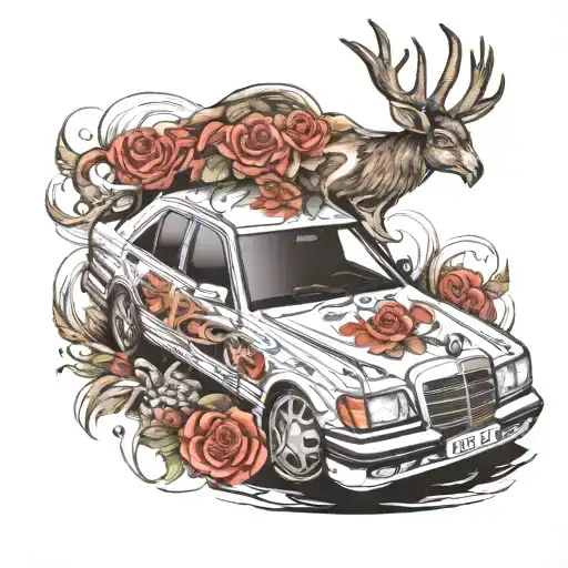 mercedes benz w124 tattoo design idea