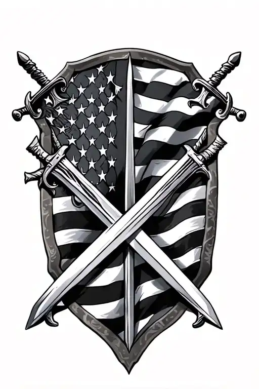 american style without flag and have swords crossed tattoo design idea