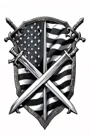 american style without flag and have swords crossed tattoo design idea