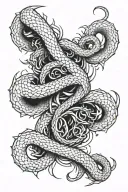 "Vertical tattoo design covering the entire spine, featuring a majestic Hydra with seven intricately detailed heads. tattoo design idea