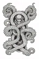 "Vertical tattoo design covering the entire spine, featuring a majestic Hydra with seven intricately detailed heads. tattoo design idea