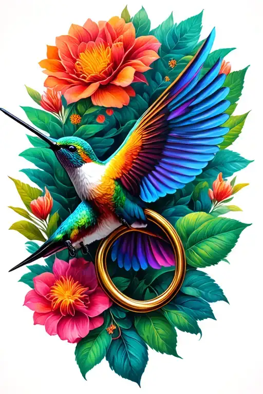 hummingbird infinity symbol intertwined tattoo design idea