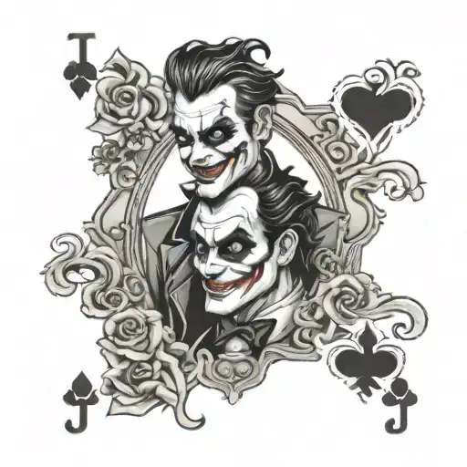 dhiraj with j as joker card tattoo design idea