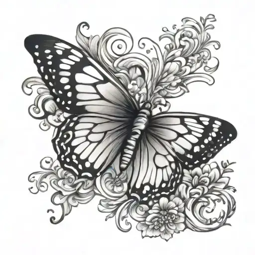 number 13 19 butterfly tattoo design idea