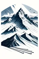 geometric mountains with skis tattoo design idea