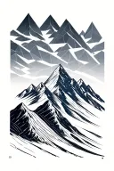geometric mountains with skis tattoo design idea