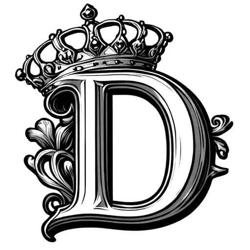 Crowns Embedded in a Single Letter ‘D’ tattoo design idea