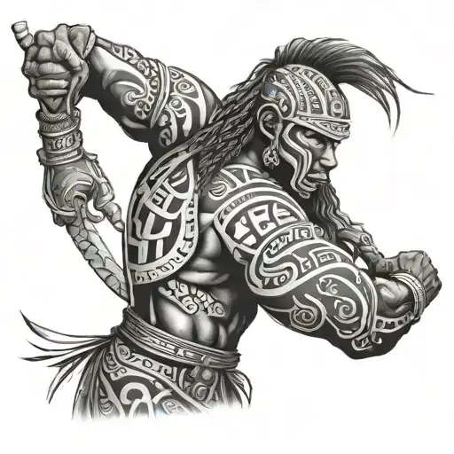 liberia tribal warriror sleeve tattoo design idea