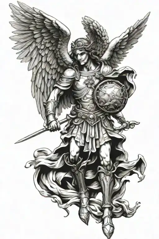 Saint Michael the Archangel tattoo design idea