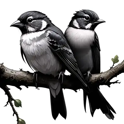 3 birds sitting on a branch tattoo design idea