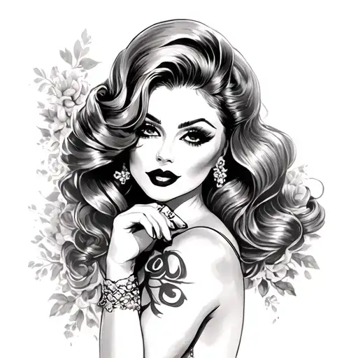 Black Pinup Girl tattoo design idea
