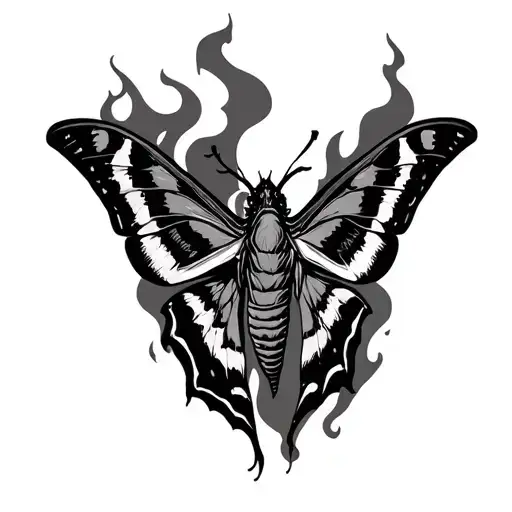 burning moth emerging tattoo design idea