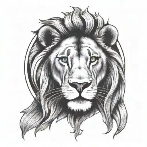 lion astrology and sun shining tattoo design idea