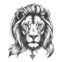 lion astrology and sun shining tattoo design idea